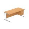 Rectangular Desk + 3 Drawer Fixed Pedestal, 1800 X 800 Norwegian Beech Silver Learning SPACE