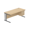 Rectangular Desk + 3 Drawer Fixed Pedestal, 1800 X 800 Canadian Oak Graphite Learning SPACE