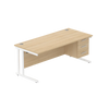 Rectangular Desk + 3 Drawer Fixed Pedestal, 1800 X 800 Canadian Oak White Learning SPACE