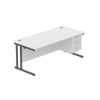 Rectangular Desk + 3 Drawer Fixed Pedestal, 1800 X 800 Arctic White Graphite Learning SPACE