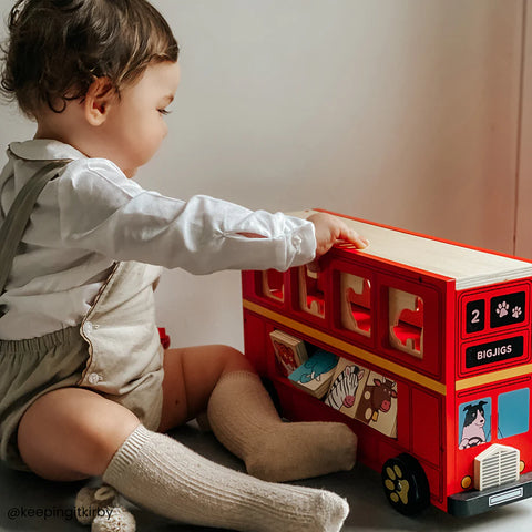 Red Bus Sorter-Baby Wooden Toys,Bigjigs Toys,SCOTEXCEL,Stacking Toys & Sorting Toys,Wooden Toys-Learning SPACE