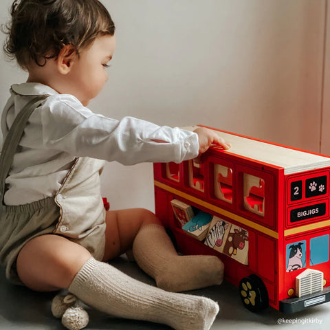 Red Bus Sorter-Baby Wooden Toys,Bigjigs Toys,SCOTEXCEL,Stacking Toys & Sorting Toys,Wooden Toys-Learning SPACE