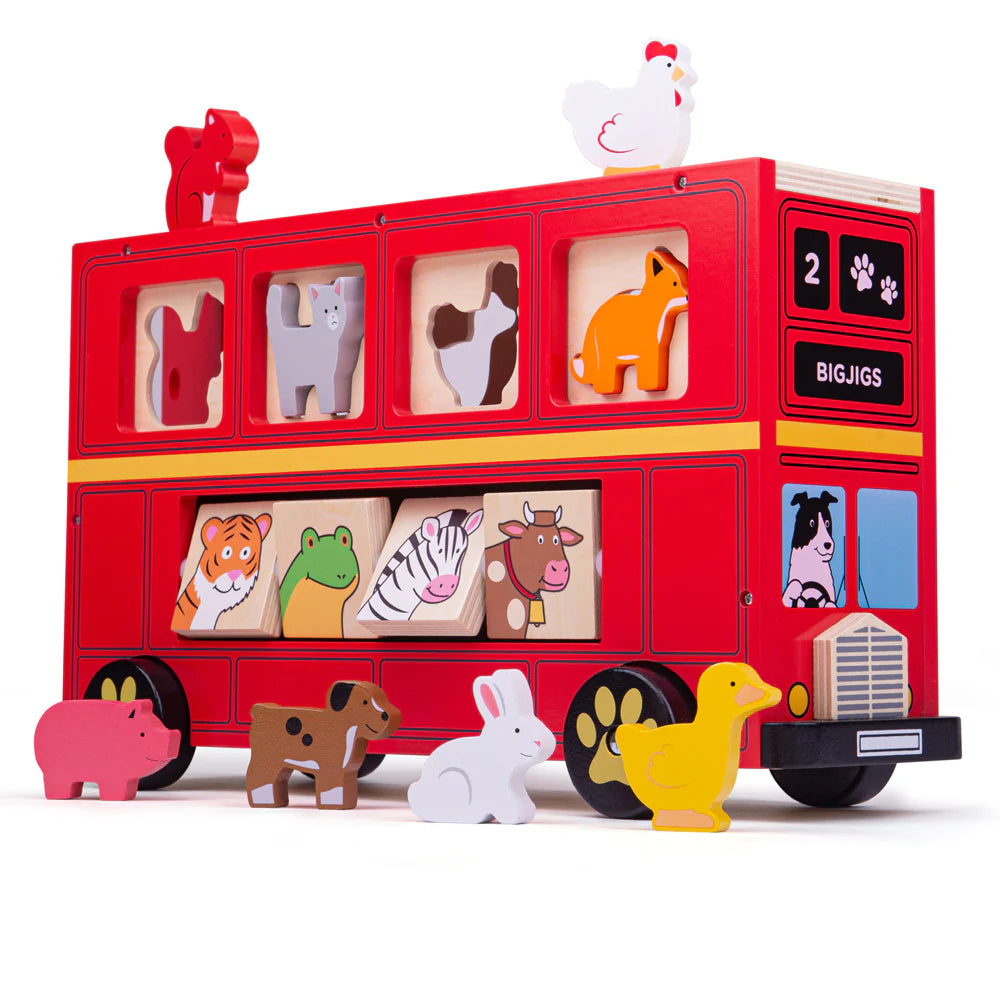 Red Bus Sorter-Baby Wooden Toys,Bigjigs Toys,SCOTEXCEL,Stacking Toys & Sorting Toys,Wooden Toys-Learning SPACE