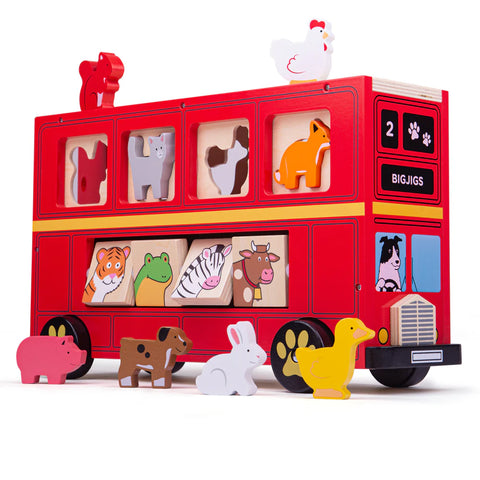 Red Bus Sorter-Baby Wooden Toys,Bigjigs Toys,SCOTEXCEL,Stacking Toys & Sorting Toys,Wooden Toys-Learning SPACE