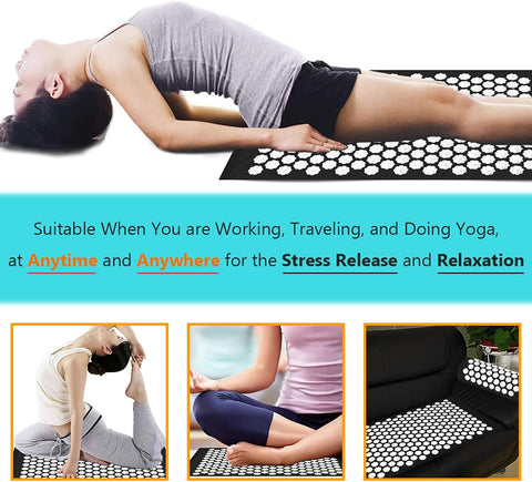 Relaxius Acupressure Nail Mat and Pillow – Black Roses-Calming & Anxiety,Calming and Relaxation,Stress Relief,Vibration & Massage-Learning SPACE