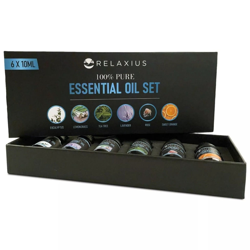 Relaxius Essential Oil Set – 6 x 100ml Bottles-Calming & Anxiety,Calming and Relaxation,Sensory Seeking,Sensory Smell Equipment,Sensory Smells,Stress Relief-Learning SPACE