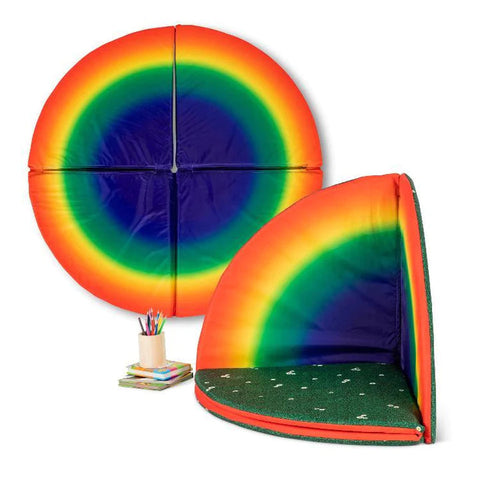 Reversible Rainbow and Daisy Print Folding Mat-Corner & Semi-Circle, Eden Learning Spaces, Mats, Mats & Rugs, Multi-Colour, Rainbow Theme Sensory Room-Learning SPACE