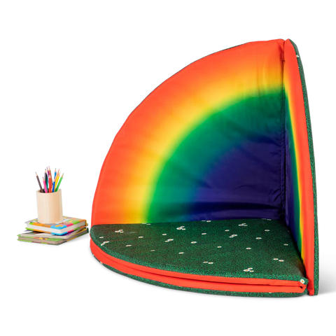 Reversible Rainbow and Daisy Print Folding Mat-Corner & Semi-Circle, Eden Learning Spaces, Mats, Mats & Rugs, Multi-Colour, Rainbow Theme Sensory Room-Learning SPACE