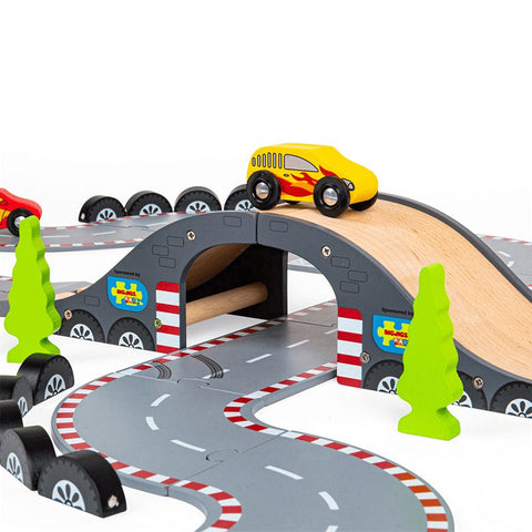 Roadway Race Day Set-Bigjigs Toys,Cars & Transport,Imaginative Play,Wooden Toys-Learning SPACE