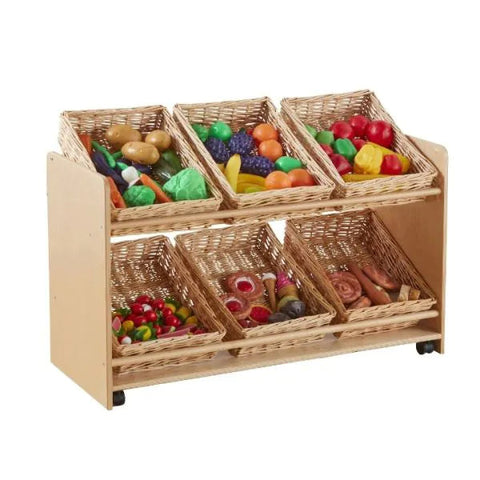 Rookie Range Open Mobile Basket Shelf (With Baskets)-Classroom Furniture,Cosy Direct,Furniture,Library Furniture,Sensory Room Furniture,Storage,Storage Bins & Baskets,Wellbeing Furniture-Learning SPACE