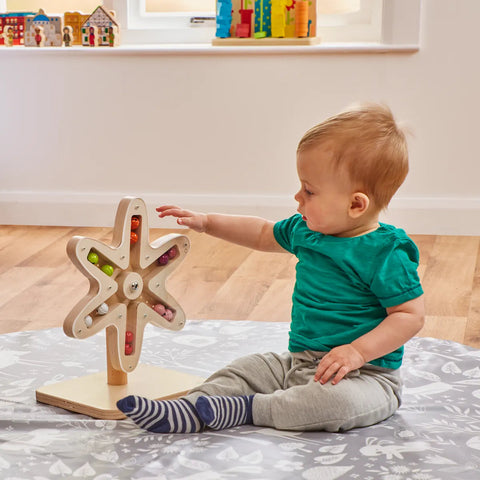 Rotating Bell Flower - Sensory Toy for Babies & Toddlers-Baby Cause & Effect Toys,Baby Wooden Toys,Gross Motor and Balance Skills,Learn Well,Wooden Toys-Learning SPACE