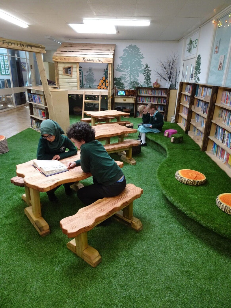Rustic Wood Bench Seating, Learning SPACE