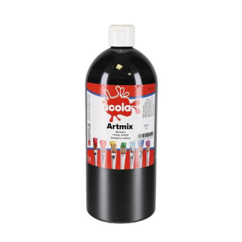 SCOLA Readymix Washable Liquid Poster Paint 1L, Black Art Supplies Learning SPACE