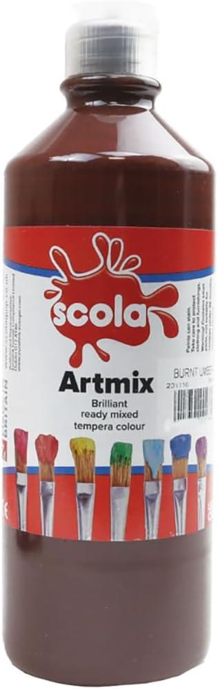 SCOLA Readymix Washable Liquid Poster Paint 1L, Burnt Umber Art Supplies Learning SPACE