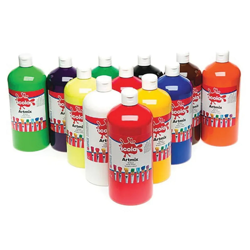 SCOLA Readymix Washable Liquid Poster Paint 1L, Art Supplies Learning SPACE