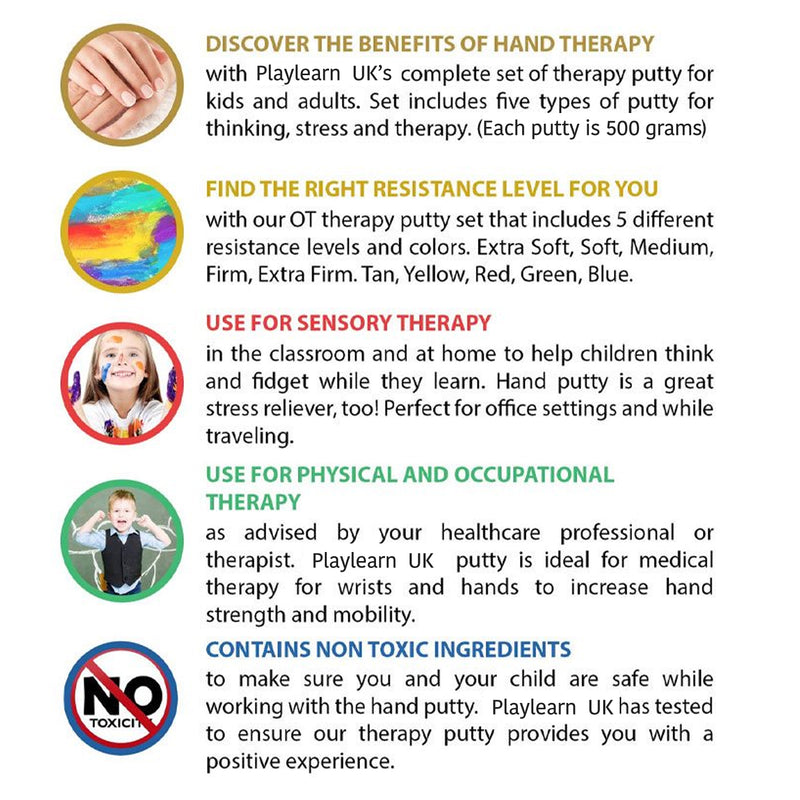Therapy Putty 5 Colours – 5 Strengths, Learning SPACE