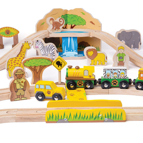Safari Train Set-Bigjigs Rail,Cars & Transport,Gifts For 3-5 Years Old,SCOTEXCEL,Train,Wooden Toys-Learning SPACE