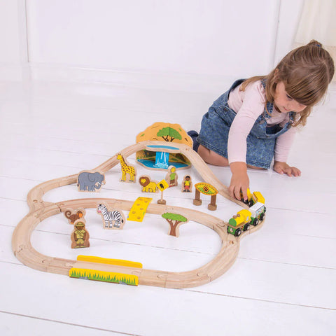 Safari Train Set-Bigjigs Rail,Cars & Transport,Gifts For 3-5 Years Old,Train,Wooden Toys-Learning SPACE