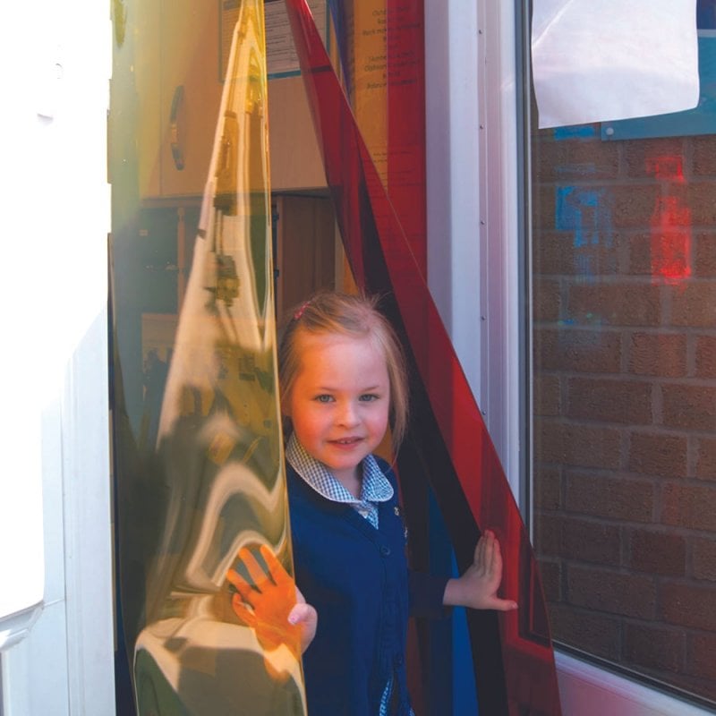 School Rainbow Strip Free Flow Curtains 2m x 2m, Learning SPACE