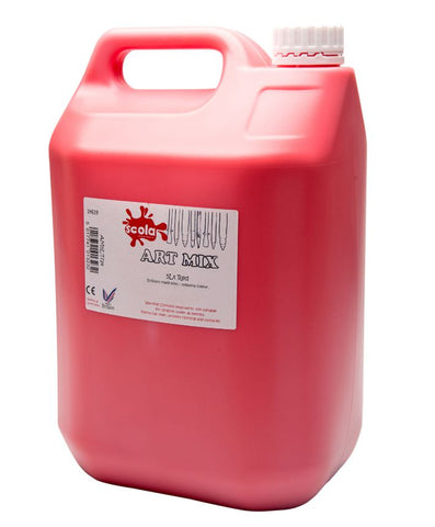 Scola Artmix Paint 5 Litre-Art Materials,Arts & Crafts,Classroom Packs,Early Arts & Crafts,Paint,Primary Arts & Crafts-Red-DAM5LT/24-Learning SPACE