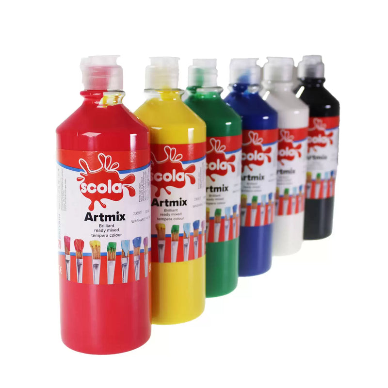 Scola Readymix Liquid Poster Paint 600ml - Pack of 6 - Class Pack, Learning SPACE