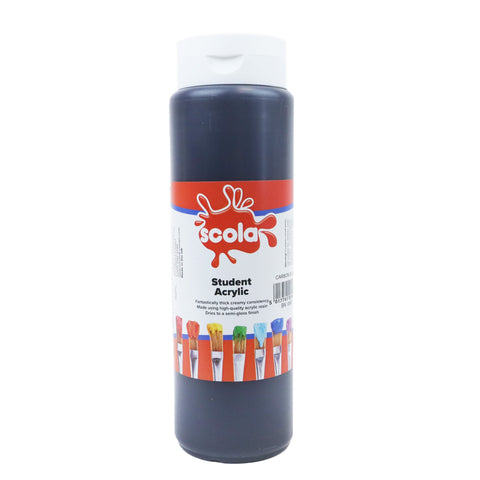 Scola Student Acrylic Paint 500ml-Art Materials,Arts & Crafts,Early Arts & Crafts,Paint,Primary Arts & Crafts-Black-DACRS500/38-Learning SPACE