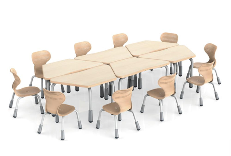 Height Adjustable Trapezoid Table, Learning SPACE