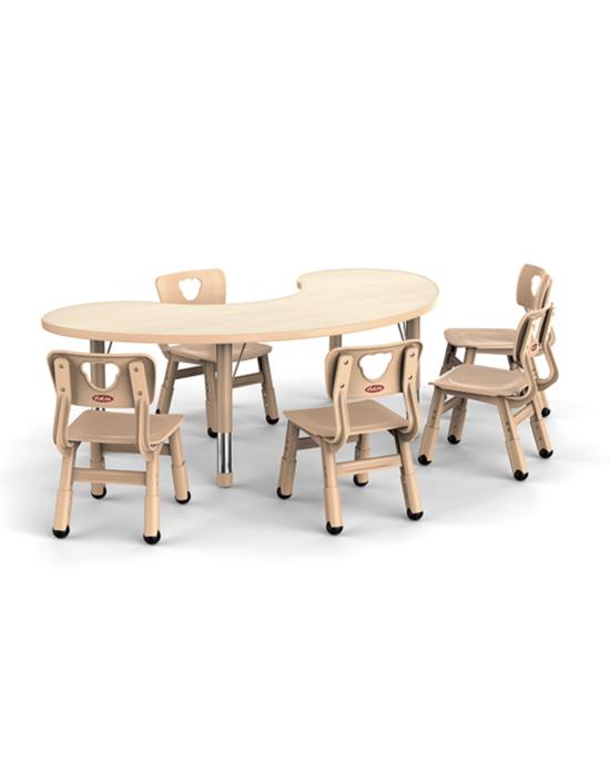 Horseshoe Height Adjustable Table - Wood Finish, Learning SPACE