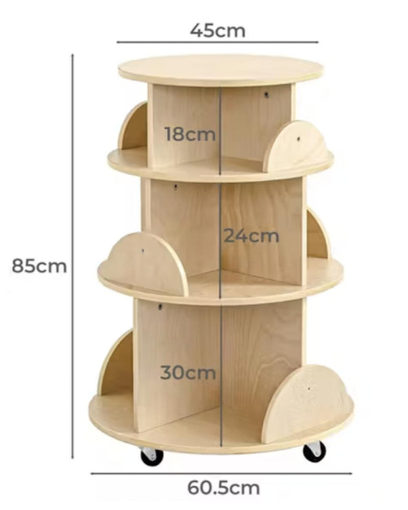 Kids Rotating Wooden Display Bookcase, Learning SPACE