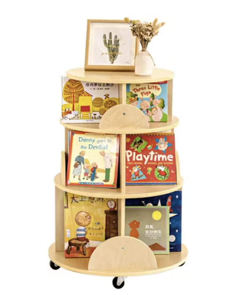 Kids Rotating Wooden Display Bookcase, Learning SPACE