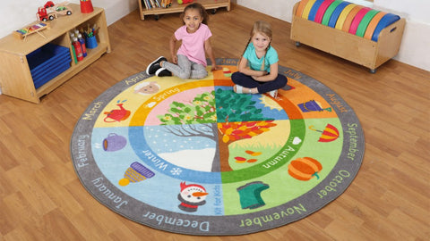 Seasons Carpet 2m-Educational Carpet, Kit For Kids, Mats & Rugs, Neutral Colour, Round, Rugs, Seasons, Wellbeing Furniture, World & Nature-Learning SPACE