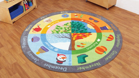Seasons Carpet 2m-Educational Carpet, Kit For Kids, Mats & Rugs, Neutral Colour, Round, Rugs, Seasons, Wellbeing Furniture, World & Nature-Learning SPACE