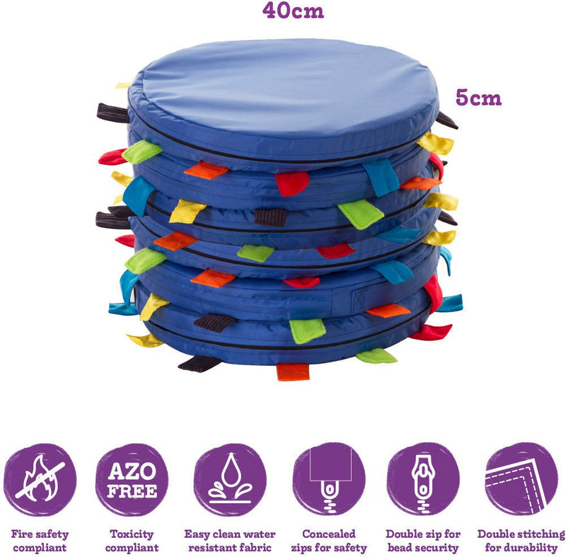 Sensory Touch Tag Carry Cushion 6 Pack, Learning SPACE