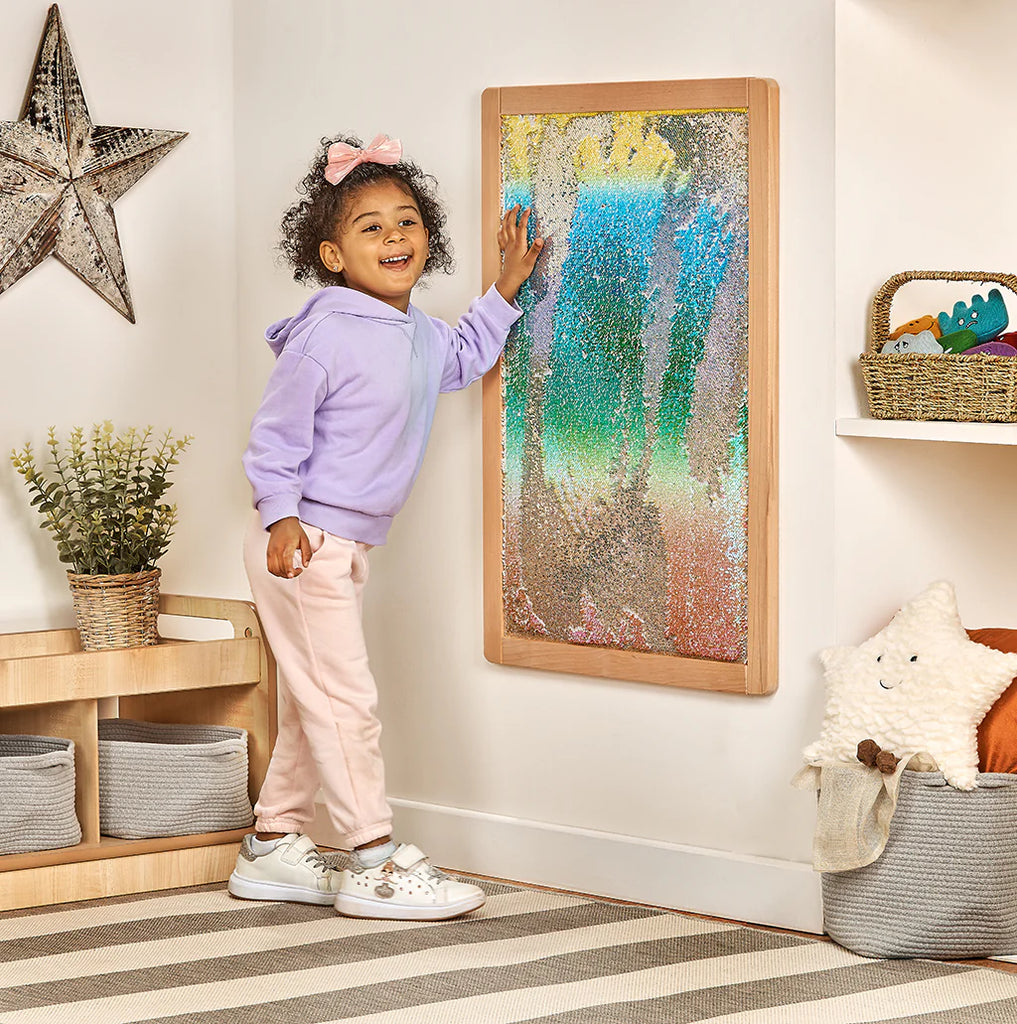 Sensory Wall Sequins Panel with Wooden Frame, Tactile Learning SPACE