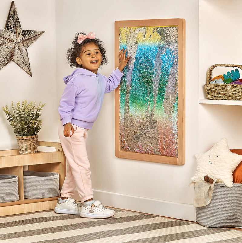 Sensory Wall Sequins Panel with Wooden Frame, Tactile Learning SPACE