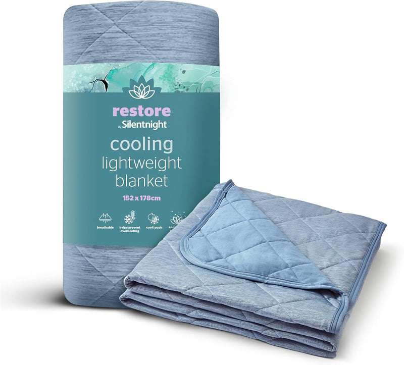 Silentnight Restore Cooling Lightweight Blanket, Blue Blanket Learning SPACE
