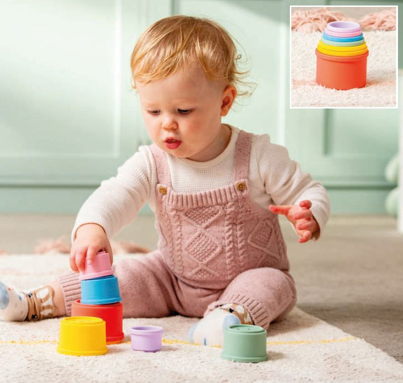 Silisoft Round Stacking Cups (Rainbow) - 7 Pack, Learning SPACE