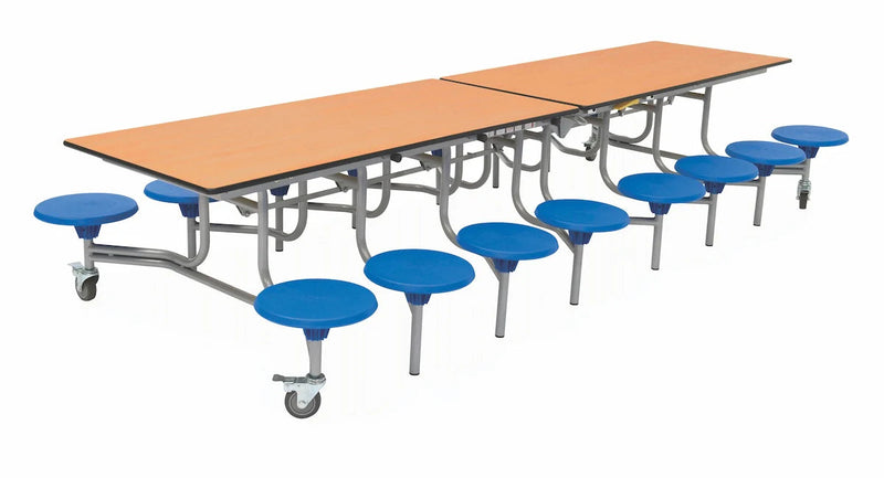 Sixteen Seat Rectangular Mobile Folding Table, Beech Blue Learning SPACE