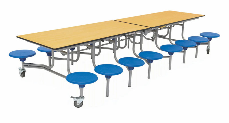 Sixteen Seat Rectangular Mobile Folding Table, Maple Blue Learning SPACE