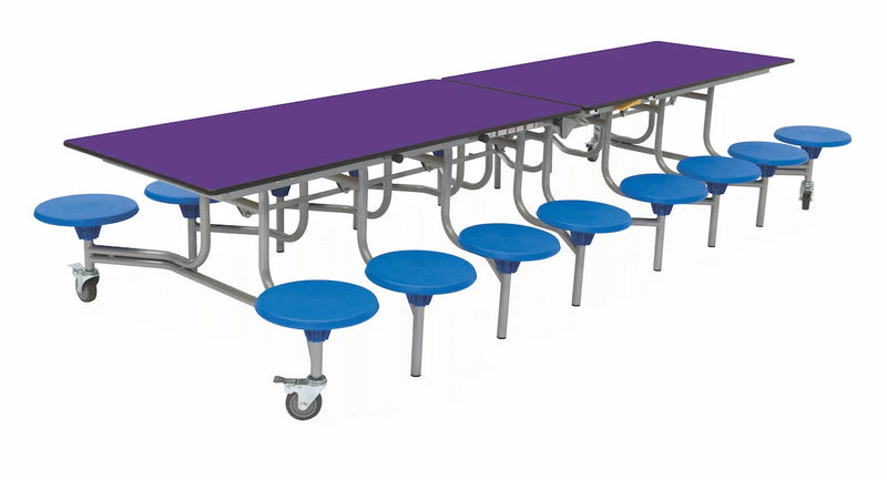 Sixteen Seat Rectangular Mobile Folding Table, Purple Blue Learning SPACE