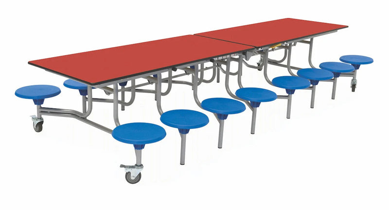 Sixteen Seat Rectangular Mobile Folding Table, Red Blue Learning SPACE