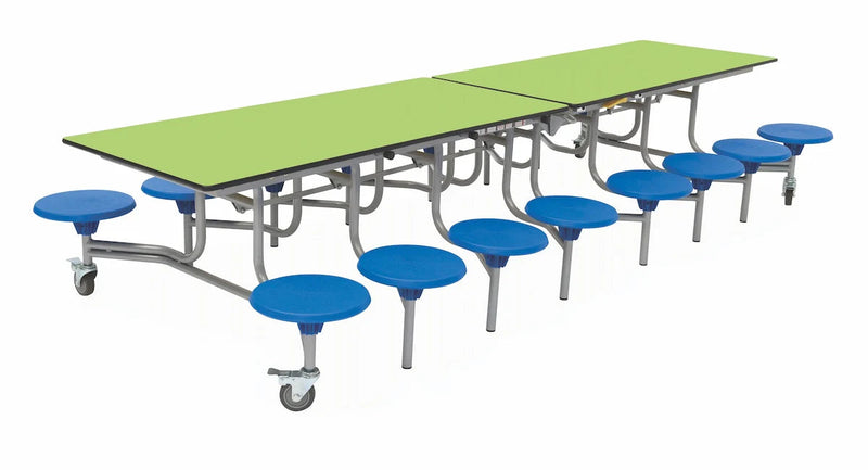 Sixteen Seat Rectangular Mobile Folding Table, Lime Blue Learning SPACE