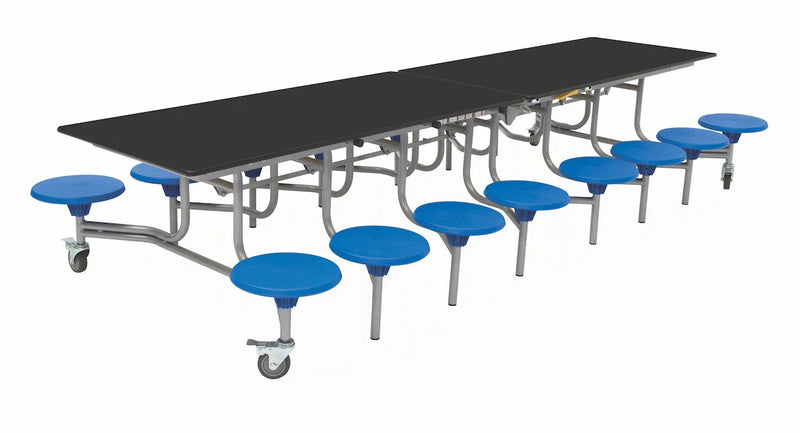 Sixteen Seat Rectangular Mobile Folding Table, Black Blue Learning SPACE