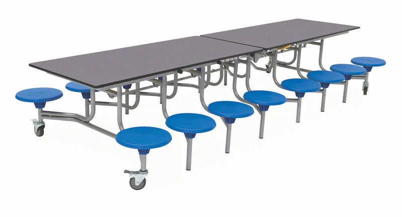 Sixteen Seat Rectangular Mobile Folding Table, Blue Grey Blue Learning SPACE