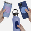 Speks Slabs sensory stickers attached to a tumbler, phone and water bottle
