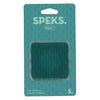 Speks Slabs silicone sensory sticker in Mesh Green, shown in its teal SPEKS retail packaging
