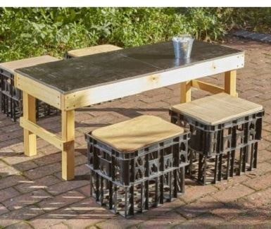 Slim Crate Chalk Table With Crate Seats-Chalk, Cosy Direct, Table, Table & Chair Set-Learning SPACE