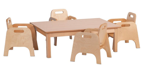 Small Rectangular Table With 4 Sturdy Chairs-Classroom Table, Table & Chair Set, Toddler Seating, Wooden Table-PT738-Learning SPACE