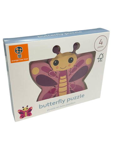 Small Wooden Butterfly Puzzle Toy - 4 Chunky Pieces, Learning SPACE