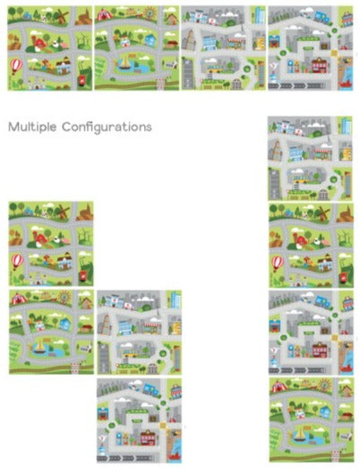 Small World Road Map Indoor/Outdoor Carpet Set of 4, Learning SPACE